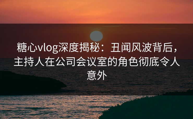 糖心vlog深度揭秘:丑闻风波背后,主持人在公司会议室的角色彻底令人意外 第1张 糖心vlog深度揭秘:丑闻风波背后,主持人在公司会议室的角色彻底令人意外 第1张