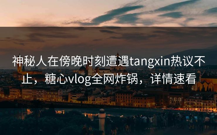 神秘人在傍晚时刻遭遇tangxin热议不止，糖心vlog全网炸锅，详情速看