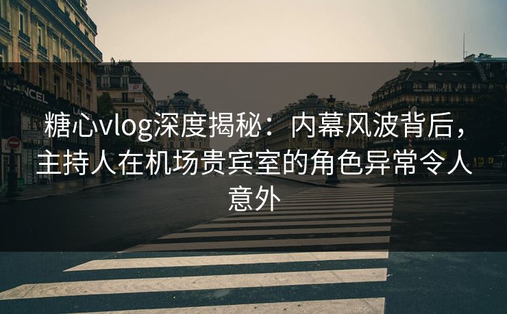 糖心vlog深度揭秘：内幕风波背后，主持人在机场贵宾室的角色异常令人意外
