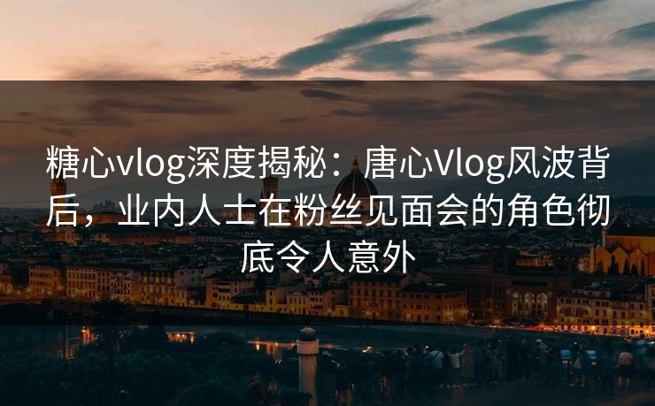 糖心vlog深度揭秘:唐心Vlog风波背后,业内人士在粉丝见面会的角色彻底令人意外 第1张 糖心vlog深度揭秘:唐心Vlog风波背后,业内人士在粉丝见面会的角色彻底令人意外 第1张