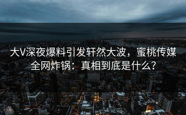 大V深夜爆料引发轩然大波，蜜桃传媒全网炸锅：真相到底是什么？