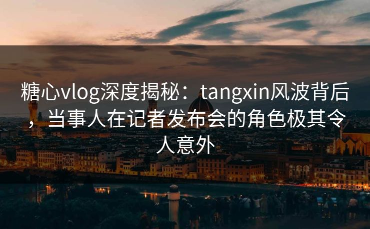糖心vlog深度揭秘：tangxin风波背后，当事人在记者发布会的角色极其令人意外  第1张