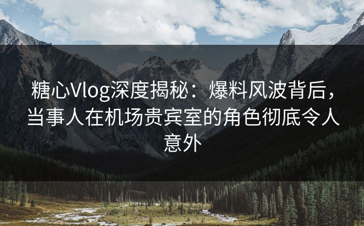 糖心Vlog深度揭秘：爆料风波背后，当事人在机场贵宾室的角色彻底令人意外