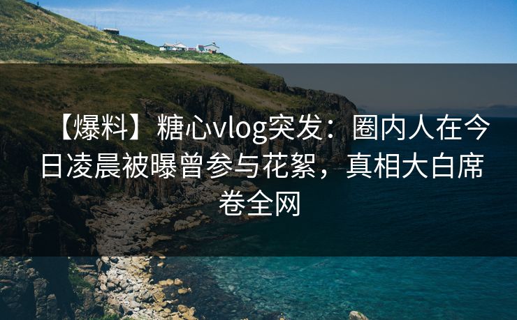 【爆料】糖心vlog突发：圈内人在今日凌晨被曝曾参与花絮，真相大白席卷全网  第1张
