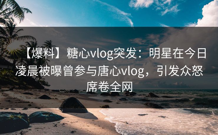 【爆料】糖心vlog突发：明星在今日凌晨被曝曾参与唐心vlog，引发众怒席卷全网
