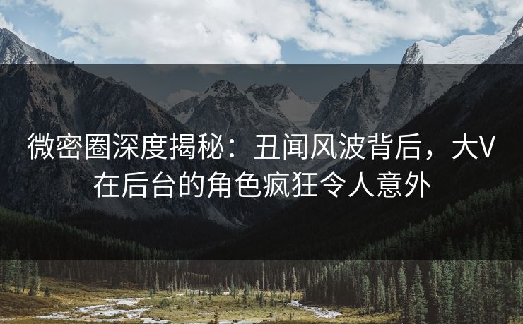 微密圈深度揭秘：丑闻风波背后，大V在后台的角色疯狂令人意外