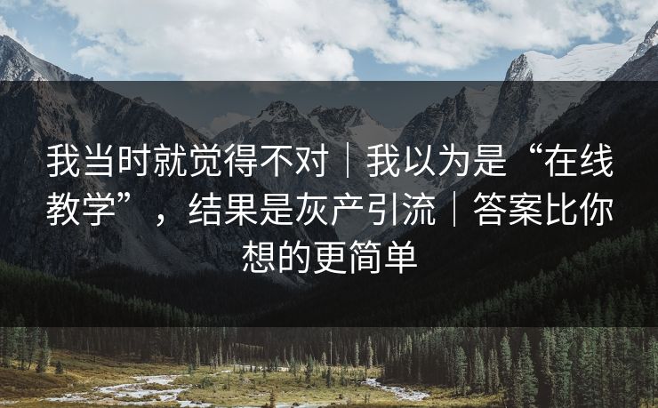 我当时就觉得不对｜我以为是“在线教学”，结果是灰产引流｜答案比你想的更简单