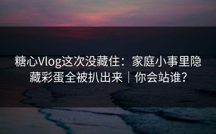 糖心Vlog这次没藏住：家庭小事里隐藏彩蛋全被扒出来｜你会站谁？